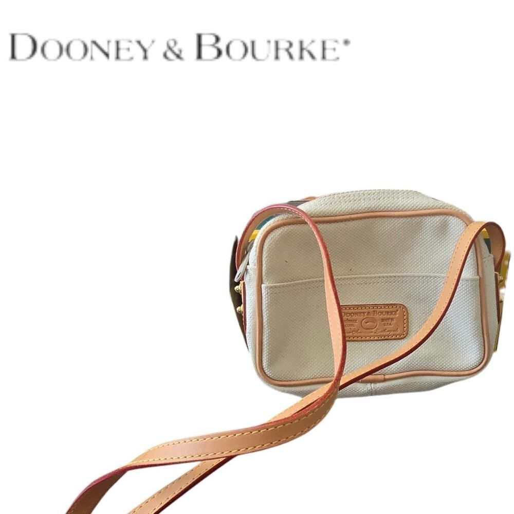 Dooney Bourke Canvas Crossbody Bag Small Leather Trim Zip Purse - Picture 7 of 8